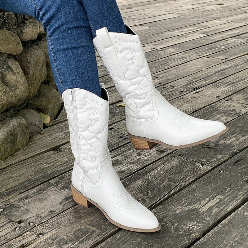 Stivali Donna Stile Western Metallizzati Alla Caviglia Comodi