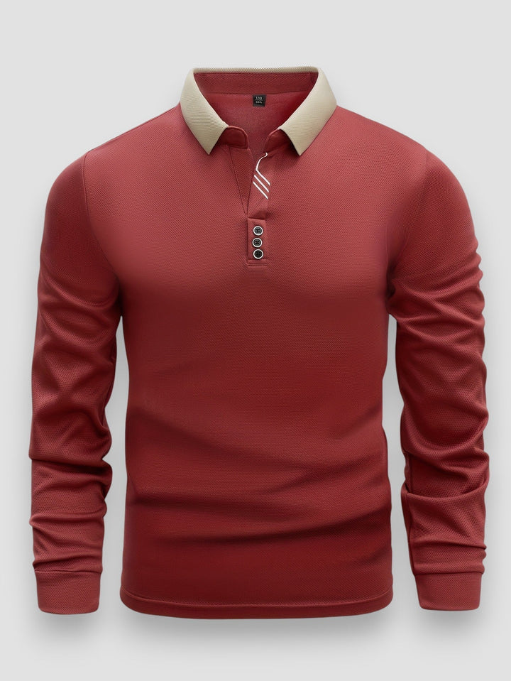 Polo Uomo Maniche Lunghe Collo Alto Aderente