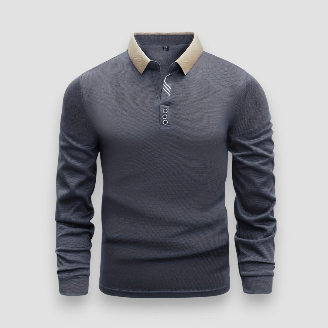 Polo Uomo Maniche Lunghe Collo Alto Aderente - Vesarelli