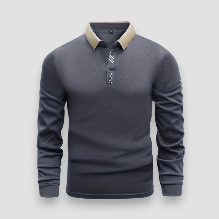 Polo Uomo Maniche Lunghe Collo Alto Aderente - Vesarelli