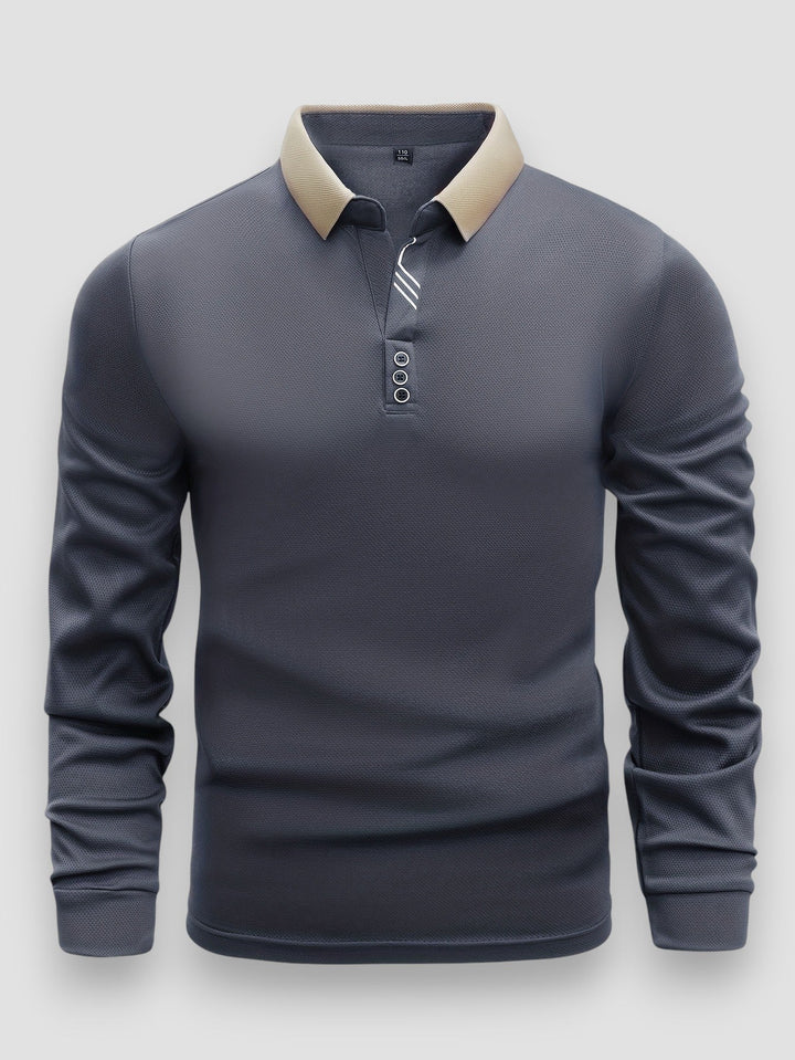 Polo Uomo Maniche Lunghe Collo Alto Aderente