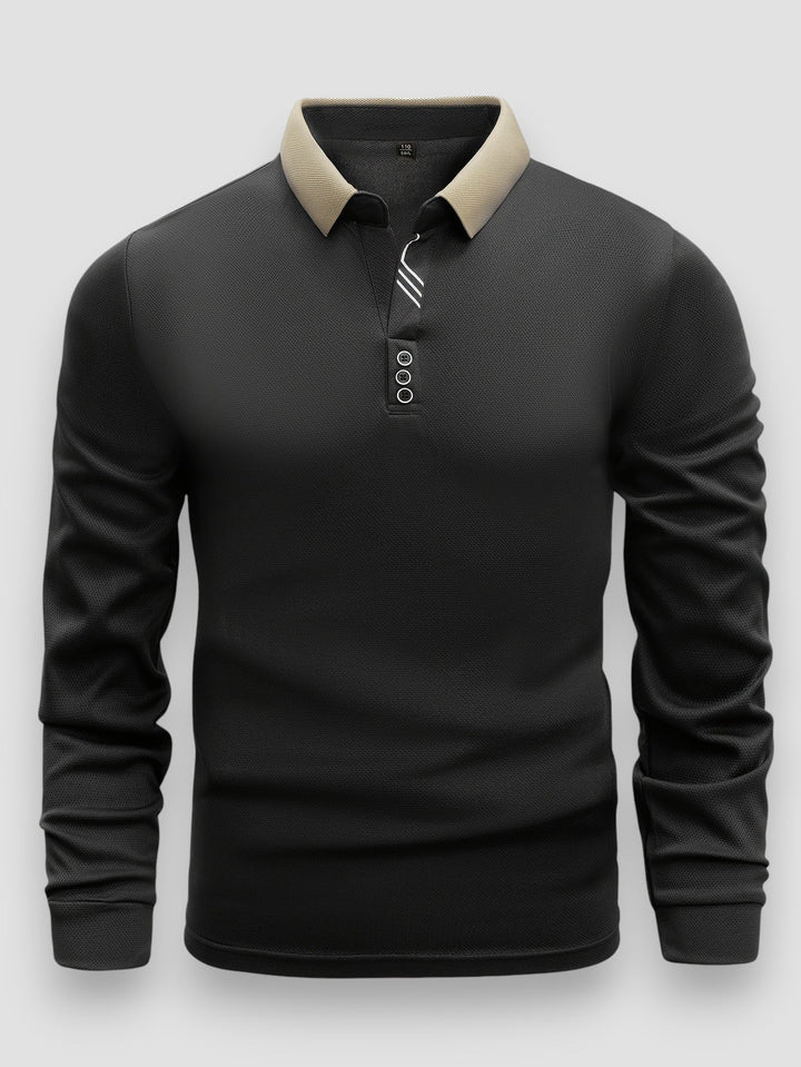 Polo Uomo Maniche Lunghe Collo Alto Aderente