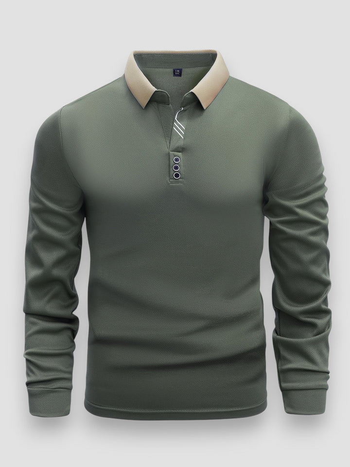 Polo Uomo Maniche Lunghe Collo Alto Aderente