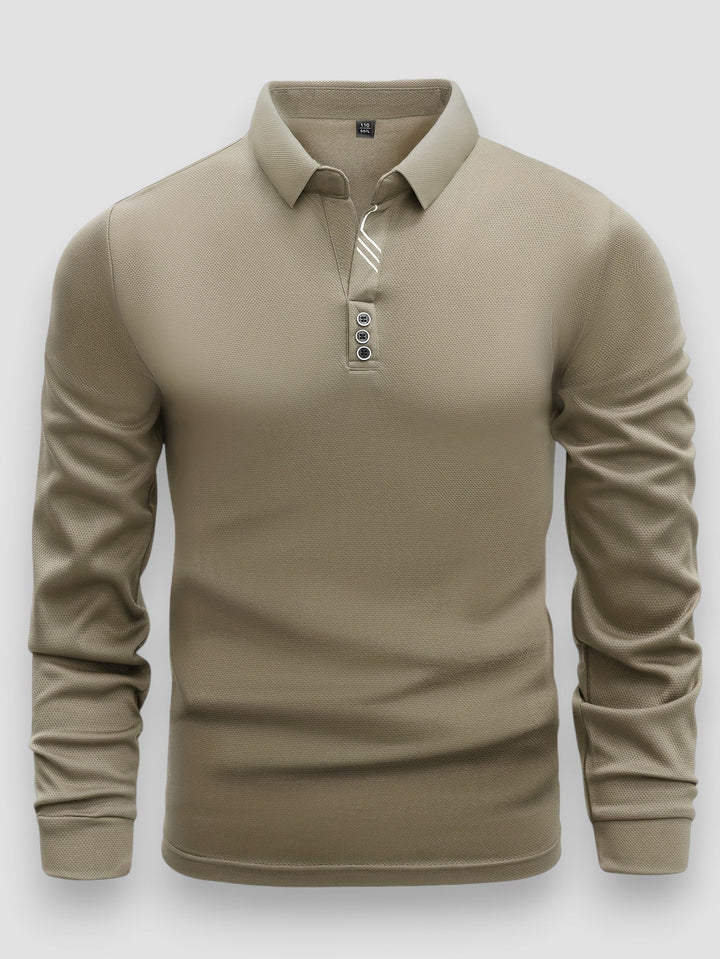 Polo Uomo Maniche Lunghe Collo Alto Aderente