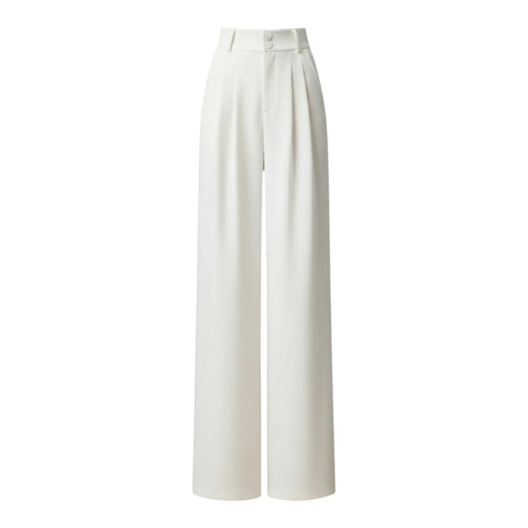 Pantaloni Donna Vita Alta Tessuto Leggero Gamba Larga Taglio Dritto - Vesarelli