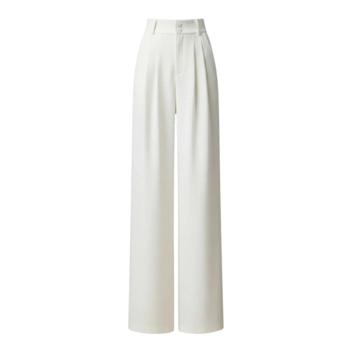 Pantaloni Donna Vita Alta Tessuto Leggero Gamba Larga Taglio Dritto - Vesarelli