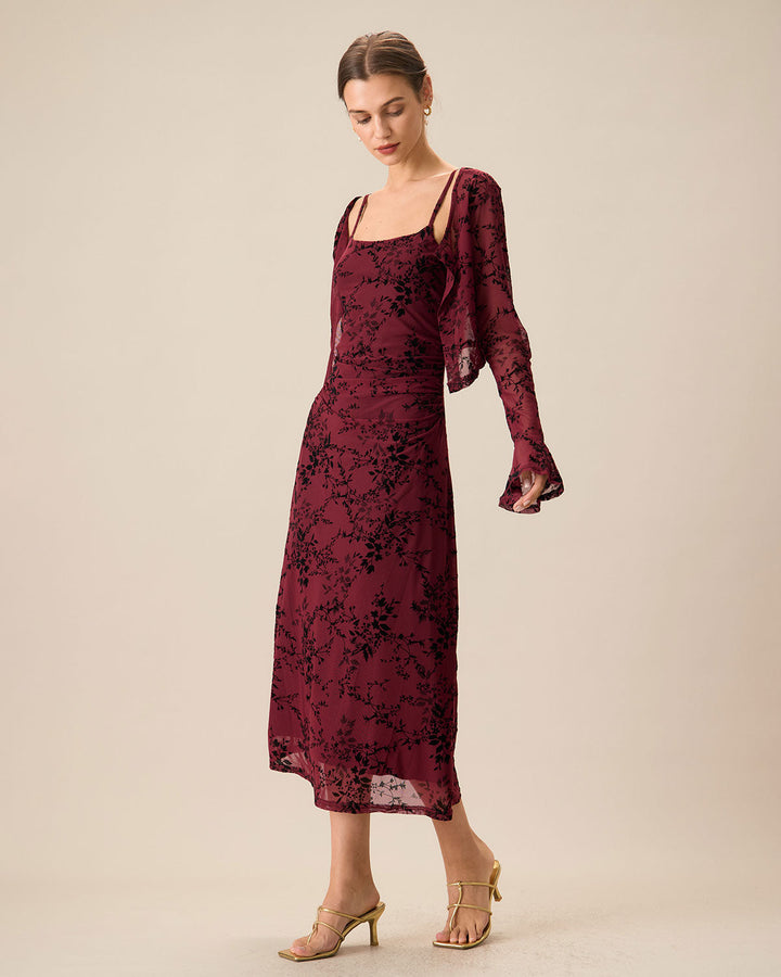 Abito Midi Donna Floreale Bodycon Sottoveste