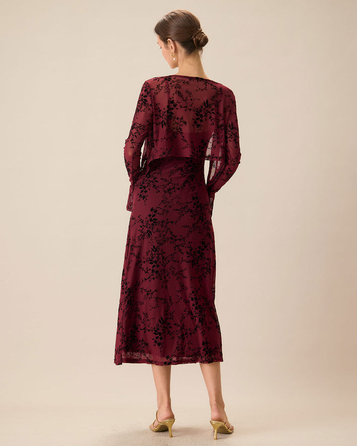 Abito Midi Donna Floreale Bodycon Sottoveste