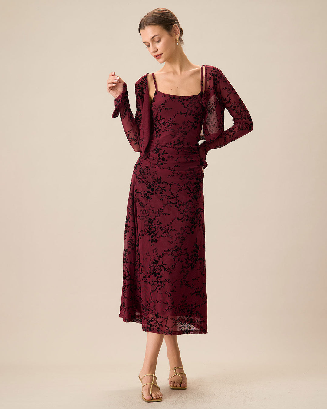 Abito Midi Donna Floreale Bodycon Sottoveste