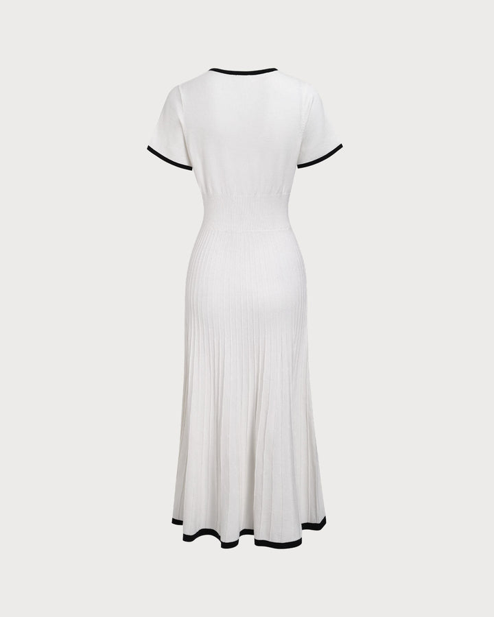 Abito Midi Donna Maglione Bicolore Linea A