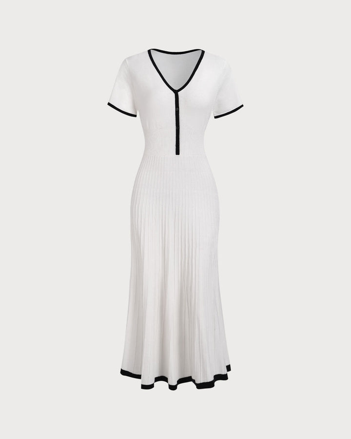 Abito Midi Donna Maglione Bicolore Linea A