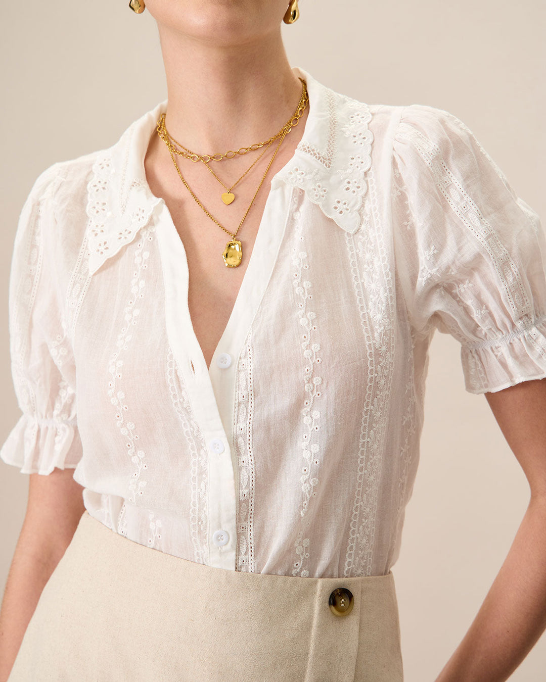 Camicetta Donna in Pizzo Ricamato Elegante
