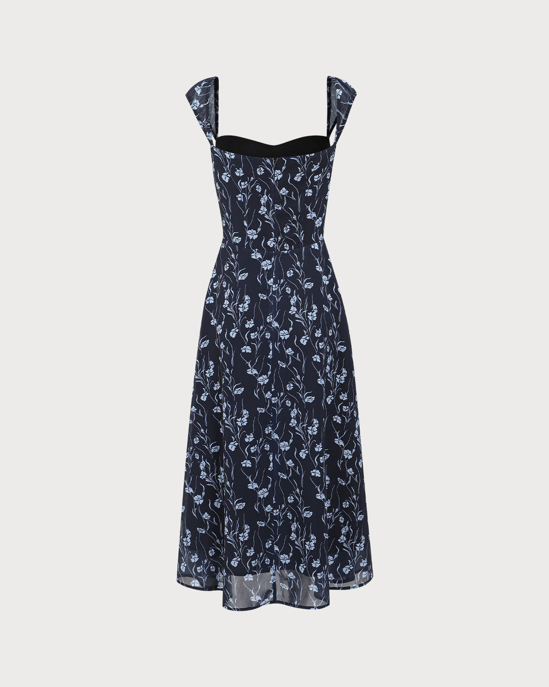 Abito Midi Donna in Tessuto Floreale Scollo a Cuore