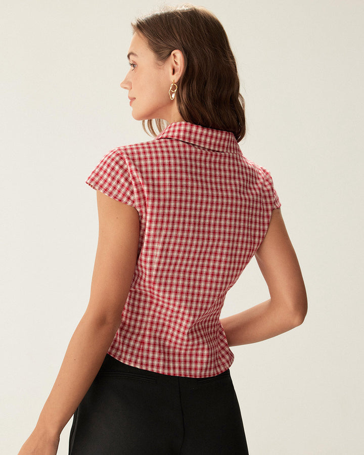 T-shirt Donna in Cotone Fantasia Quadri Regular