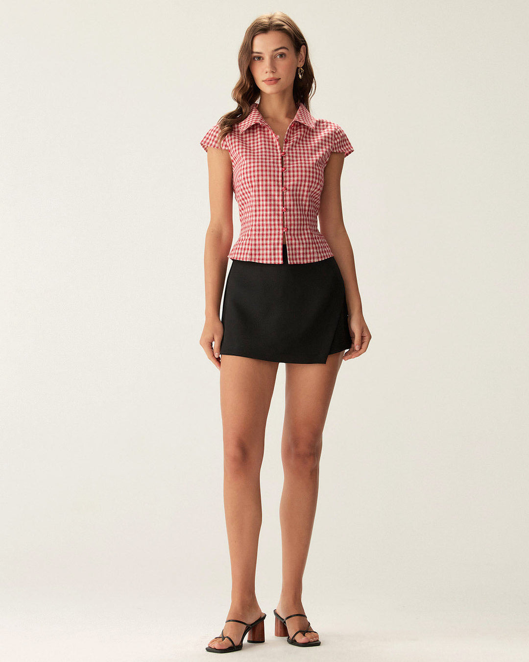 T-shirt Donna in Cotone Fantasia Quadri Regular