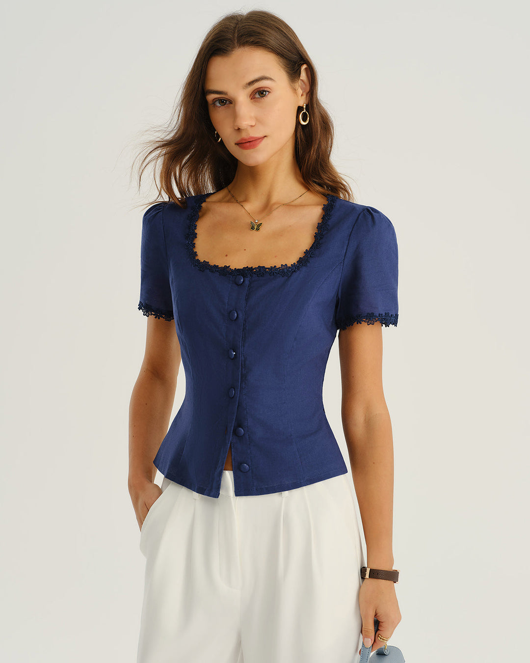 T-shirt Donna in Pizzo Vestibilità Regular