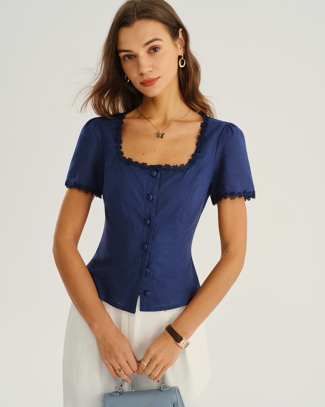T-shirt Donna in Pizzo Vestibilità Regular