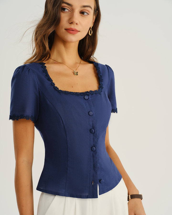 T-shirt Donna in Pizzo Vestibilità Regular