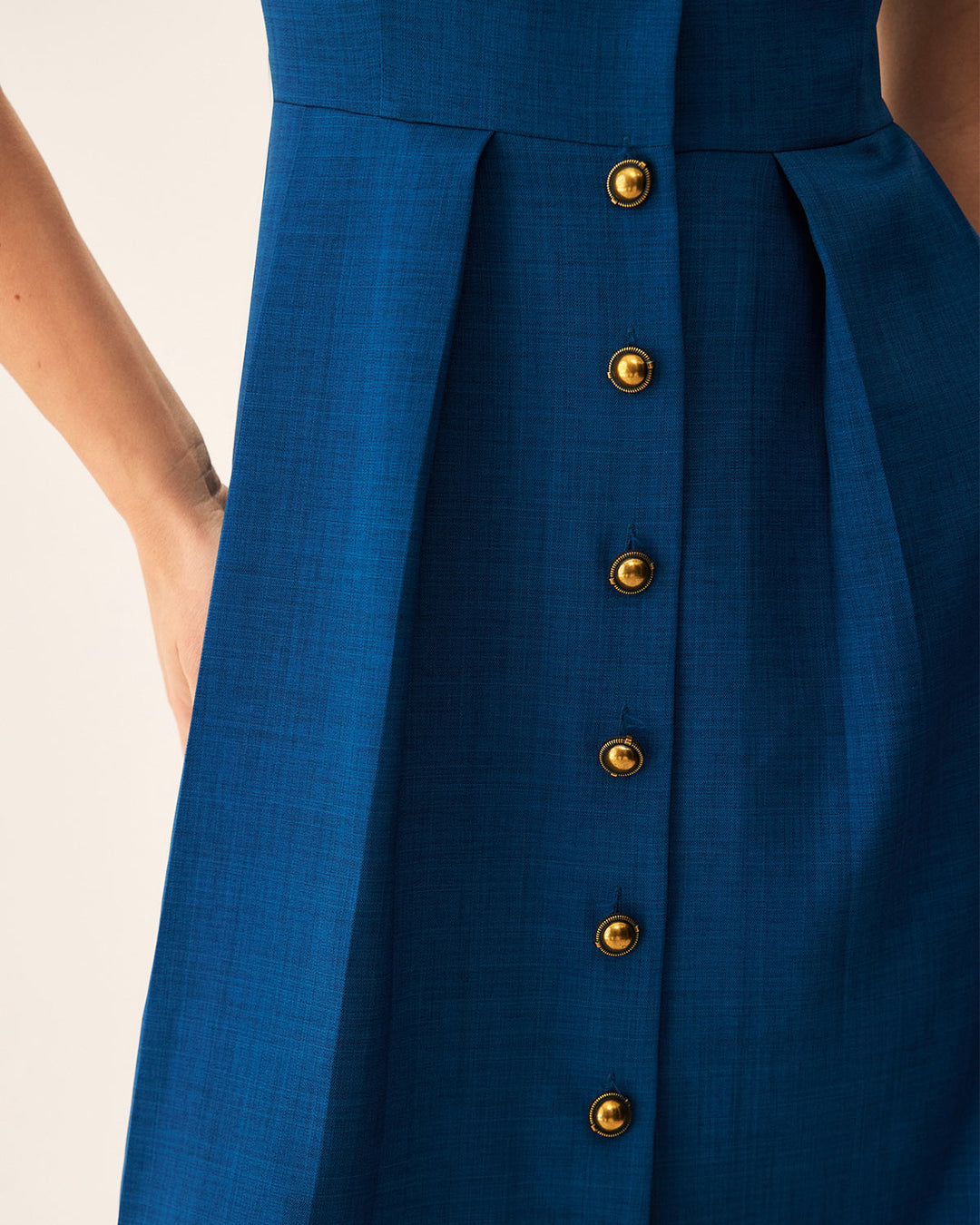 Abito Midi Donna Plissettato con Bottoni Frontali