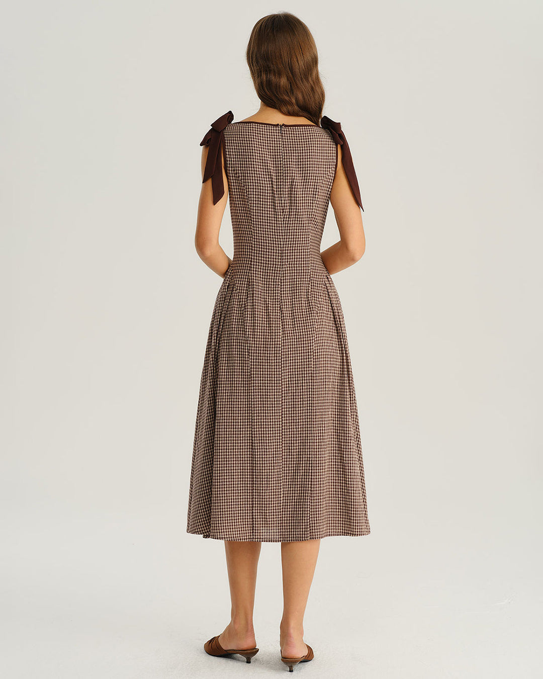 Abito Midi Donna Quadri Elegante Svasato