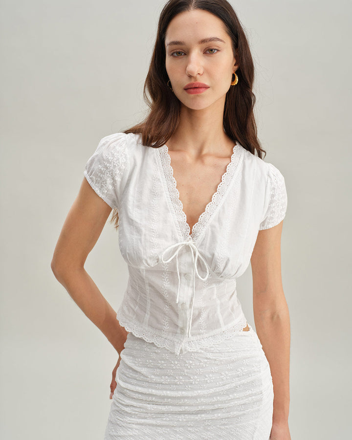 T-shirt Donna Maniche Corte Stile Raffinato - Vesarelli