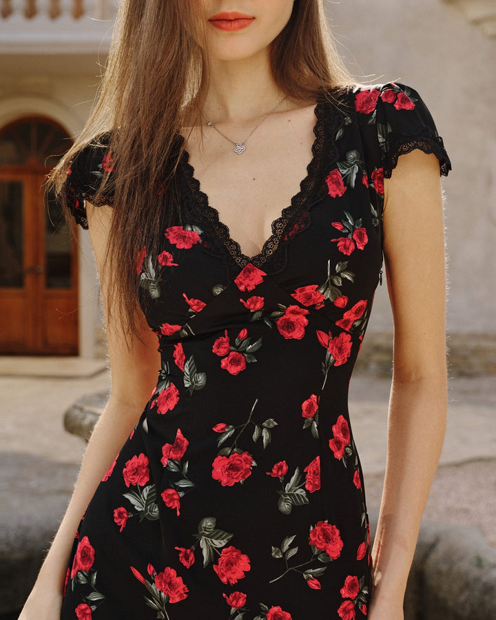 Abito Midi Donna Scollo a V Tessuto Leggero Estivo