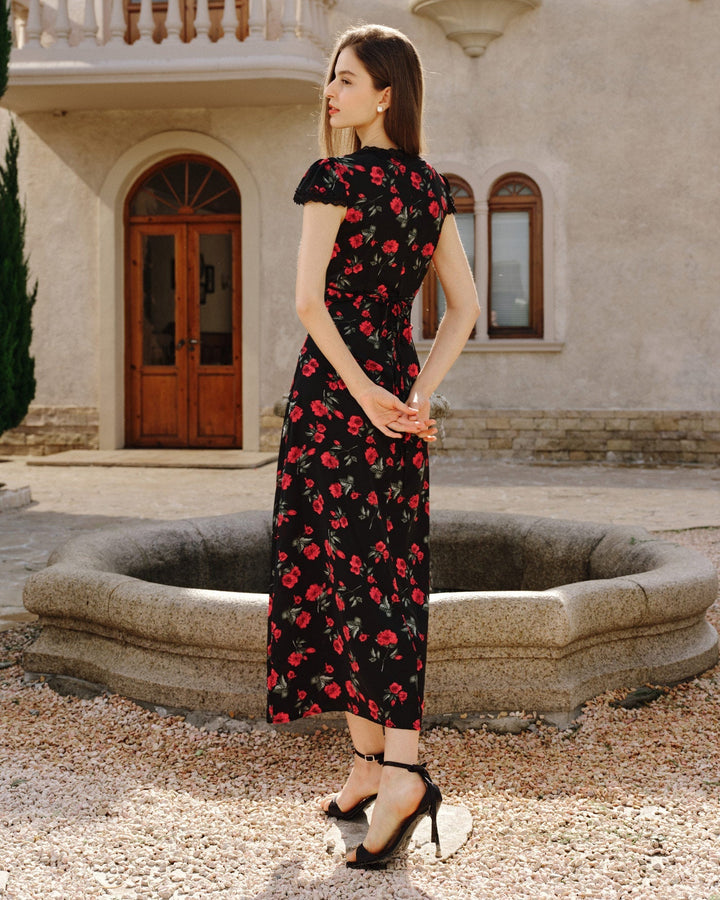 Abito Midi Donna Scollo a V Tessuto Leggero Estivo