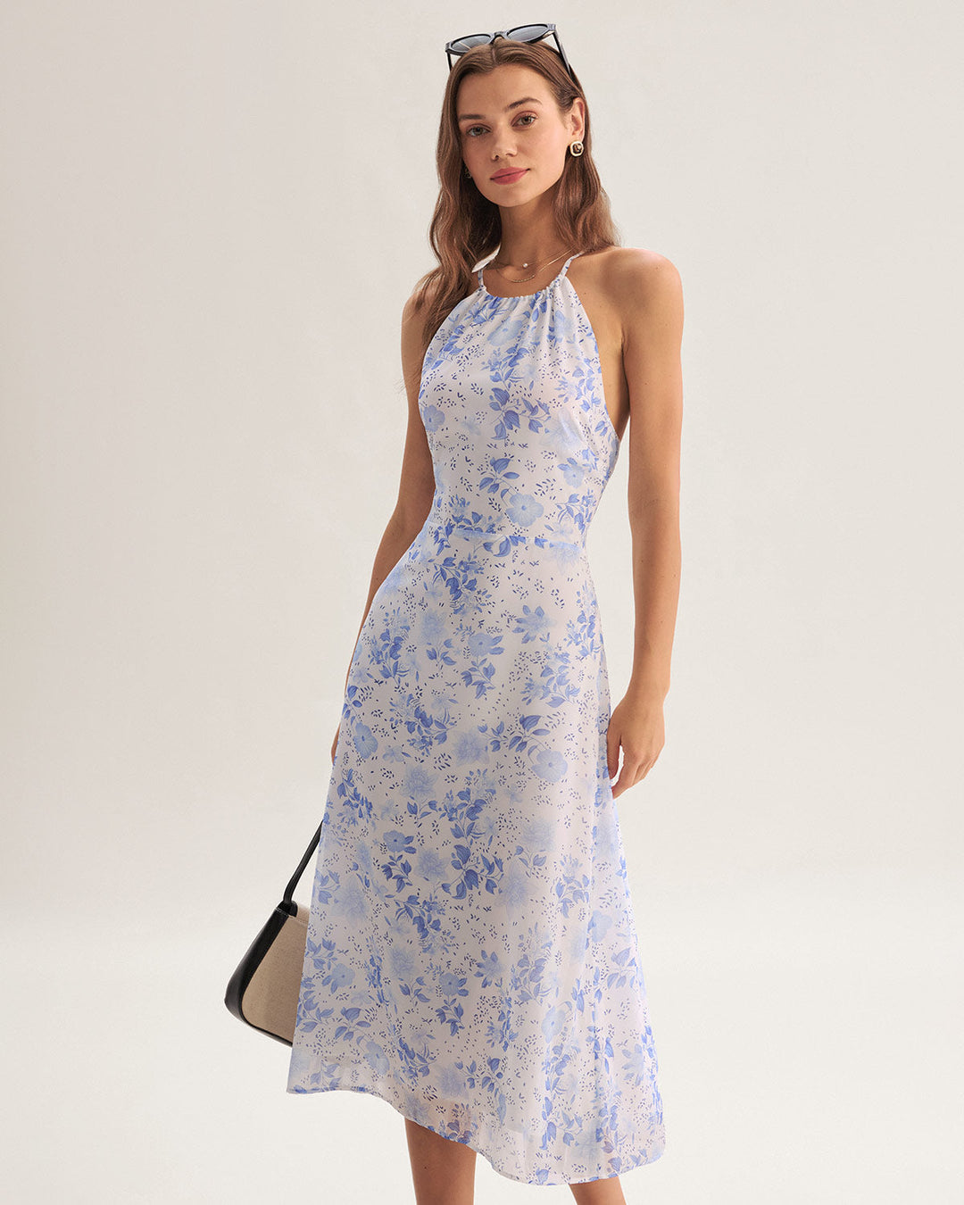 Abito Midi Donna Floreale Scollo Allamericana Estivo