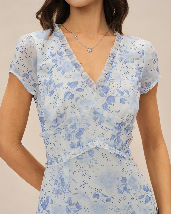 Abito Midi Donna Scollo a V Tessuto Leggero Estivo