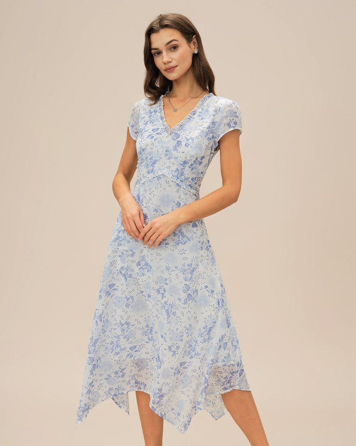 Abito Midi Donna Scollo a V Tessuto Leggero Estivo