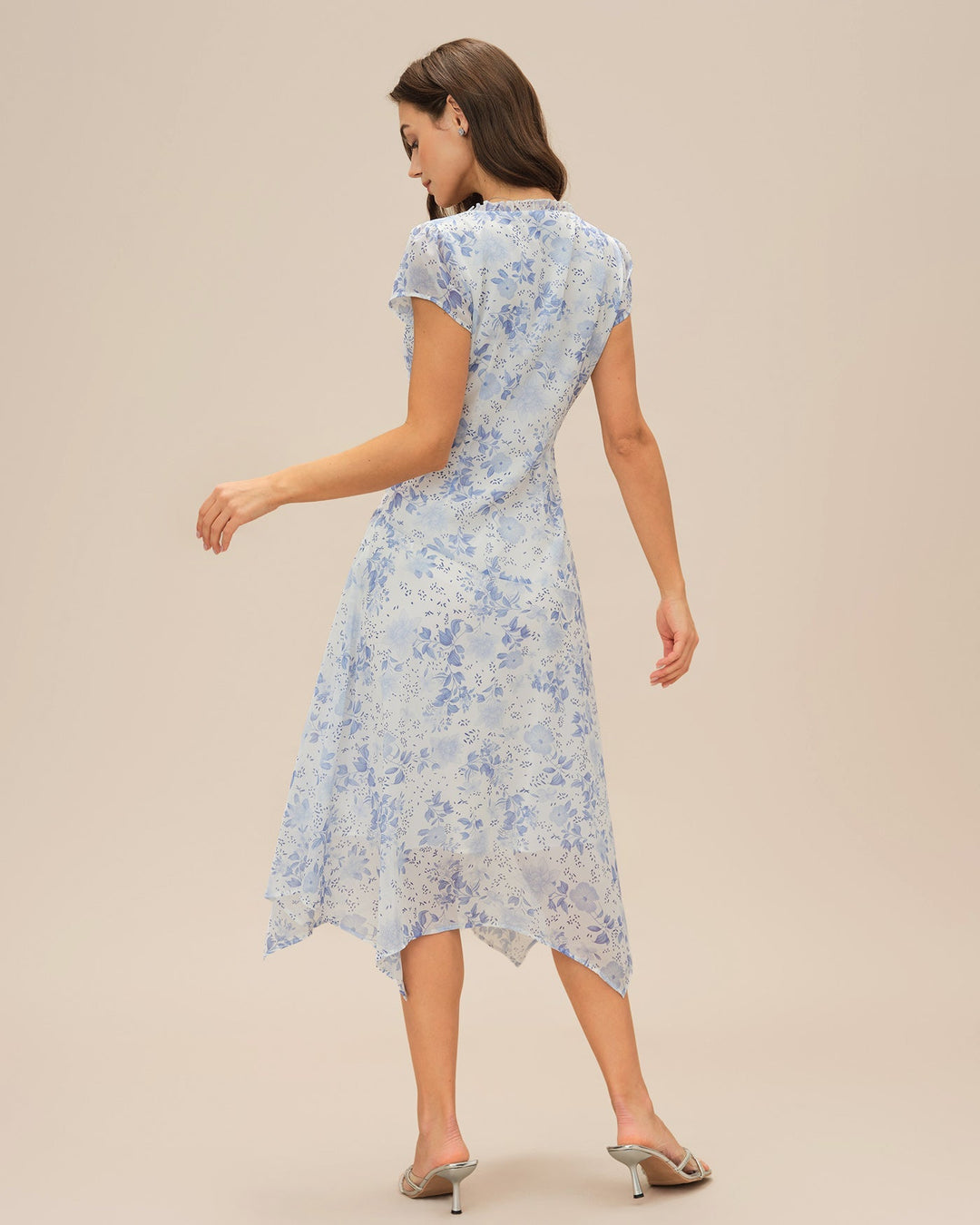 Abito Midi Donna Scollo a V Tessuto Leggero Estivo