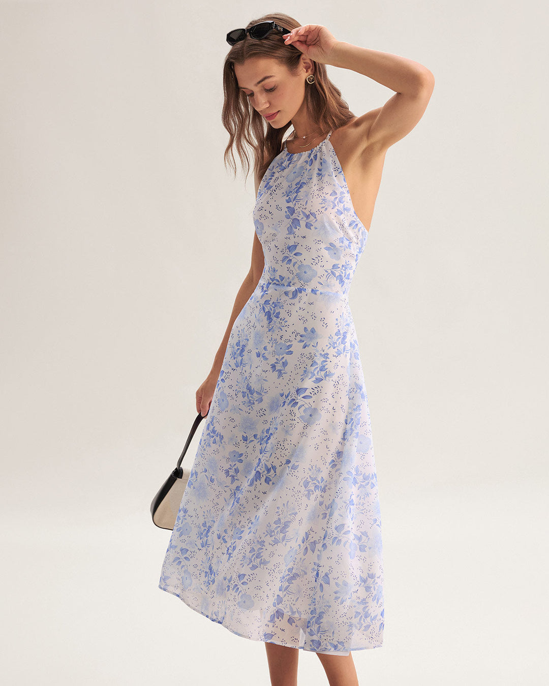Abito Midi Donna Floreale Scollo Allamericana Estivo