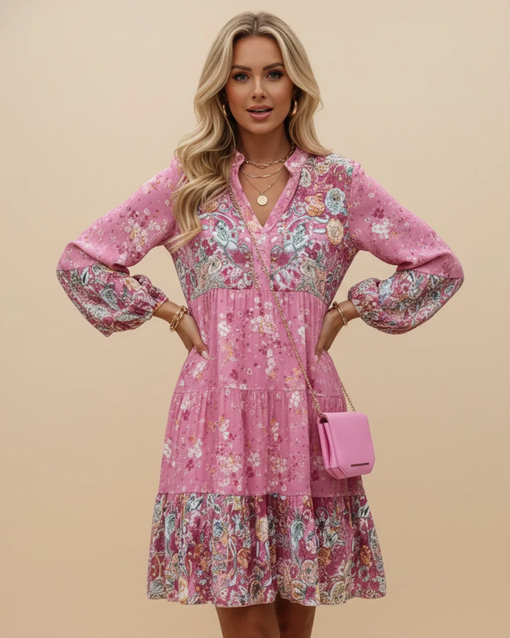Abito Mini Donna in Tessuto Floreale Stile Boho Chic Balze