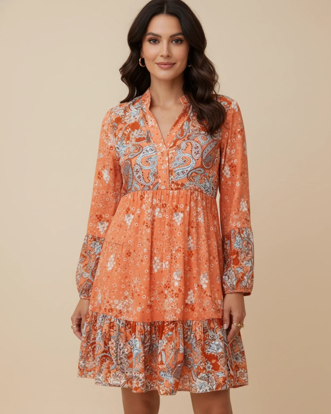 Abito Mini Donna in Tessuto Floreale Stile Boho Chic Balze