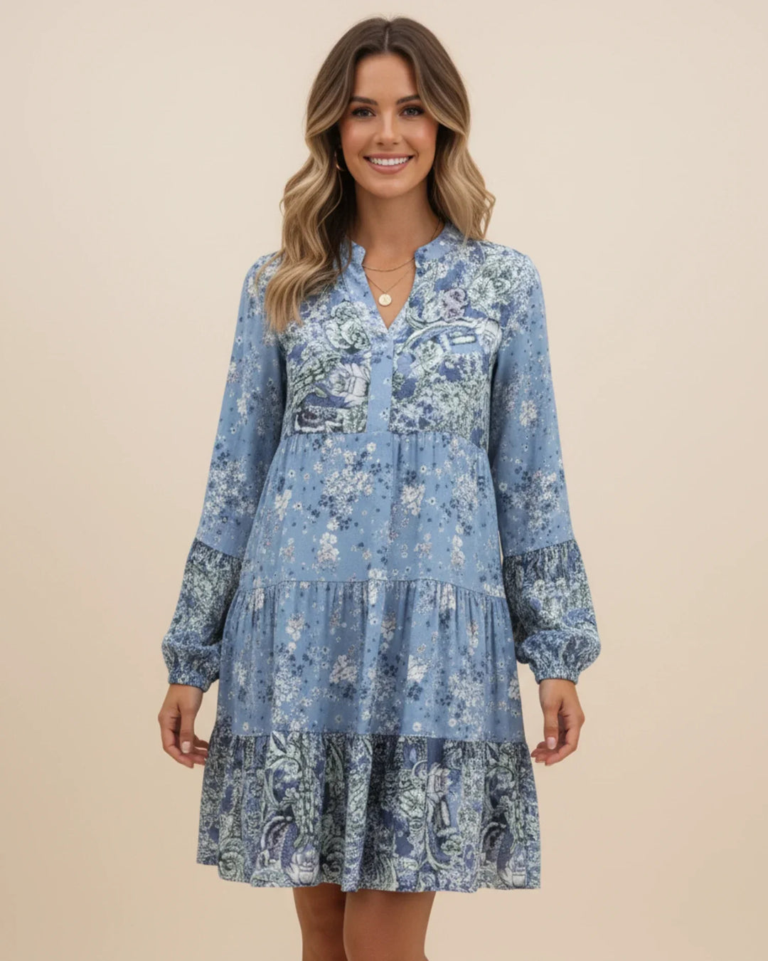 Abito Mini Donna in Tessuto Floreale Stile Boho Chic Balze