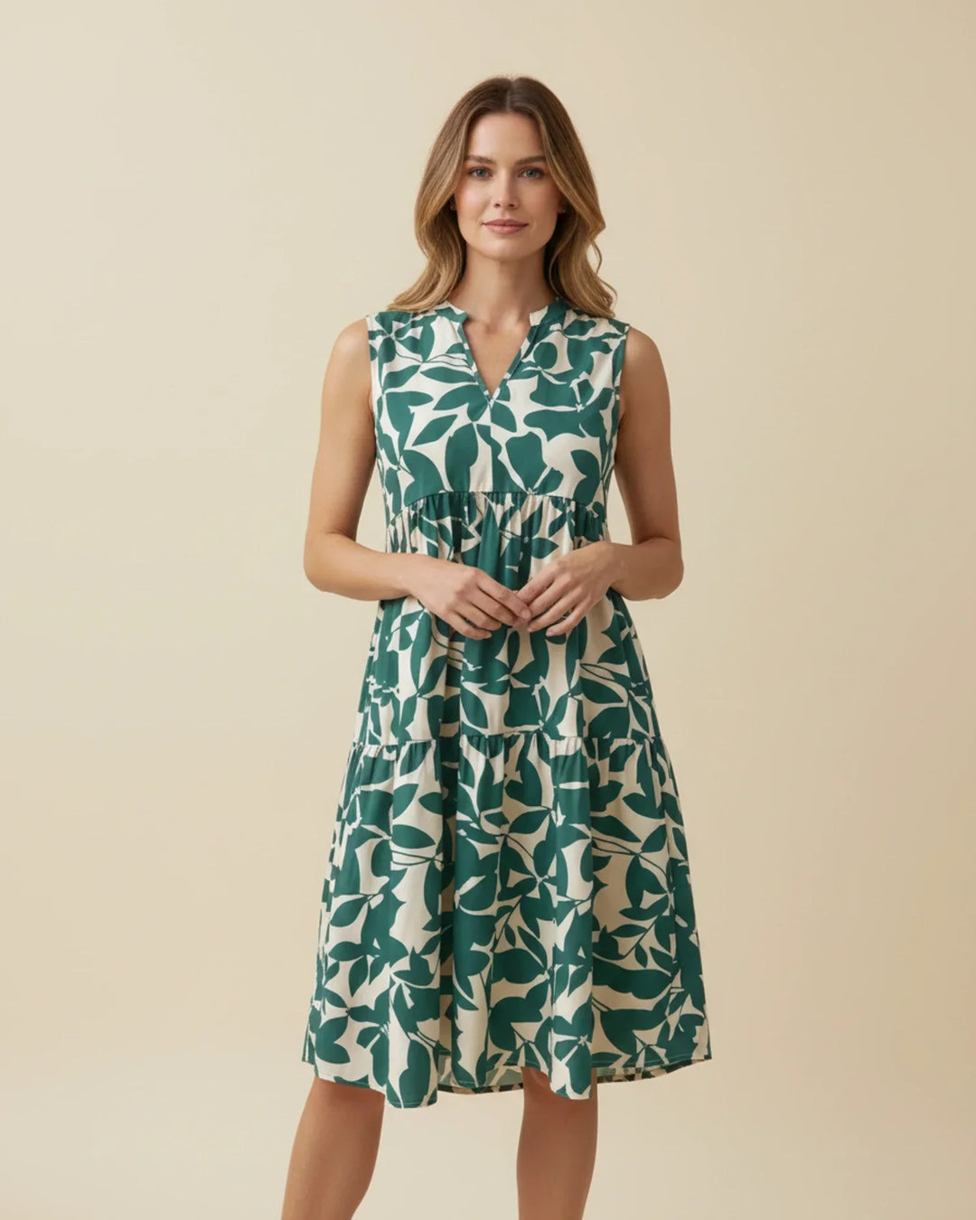 Abito Midi Donna Smanicato A-Line Stile Estivo - Vesarelli