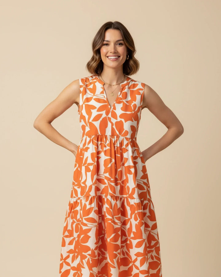 Abito Midi Donna Smanicato A-Line Stile Estivo