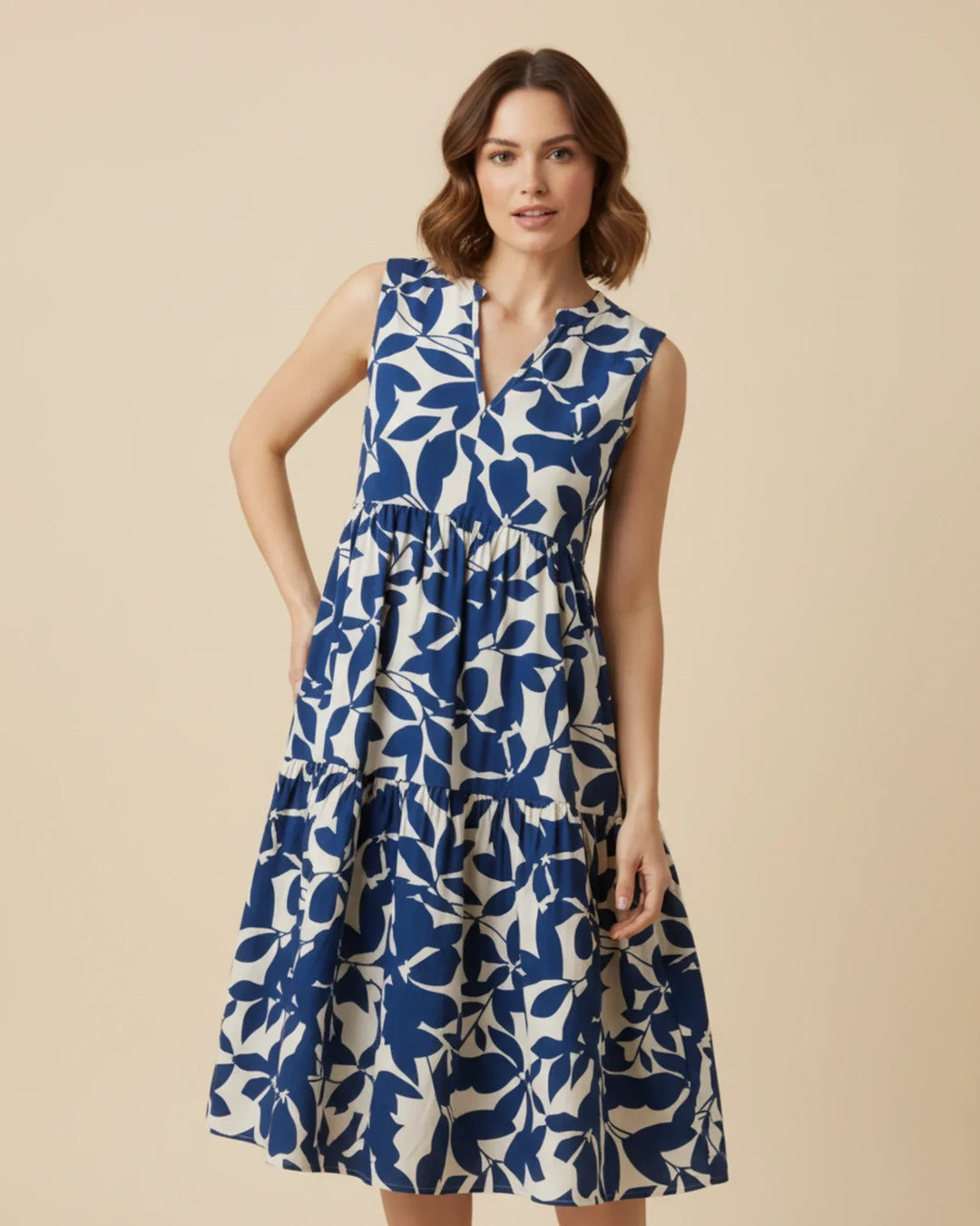 Abito Midi Donna Smanicato A-Line Stile Estivo