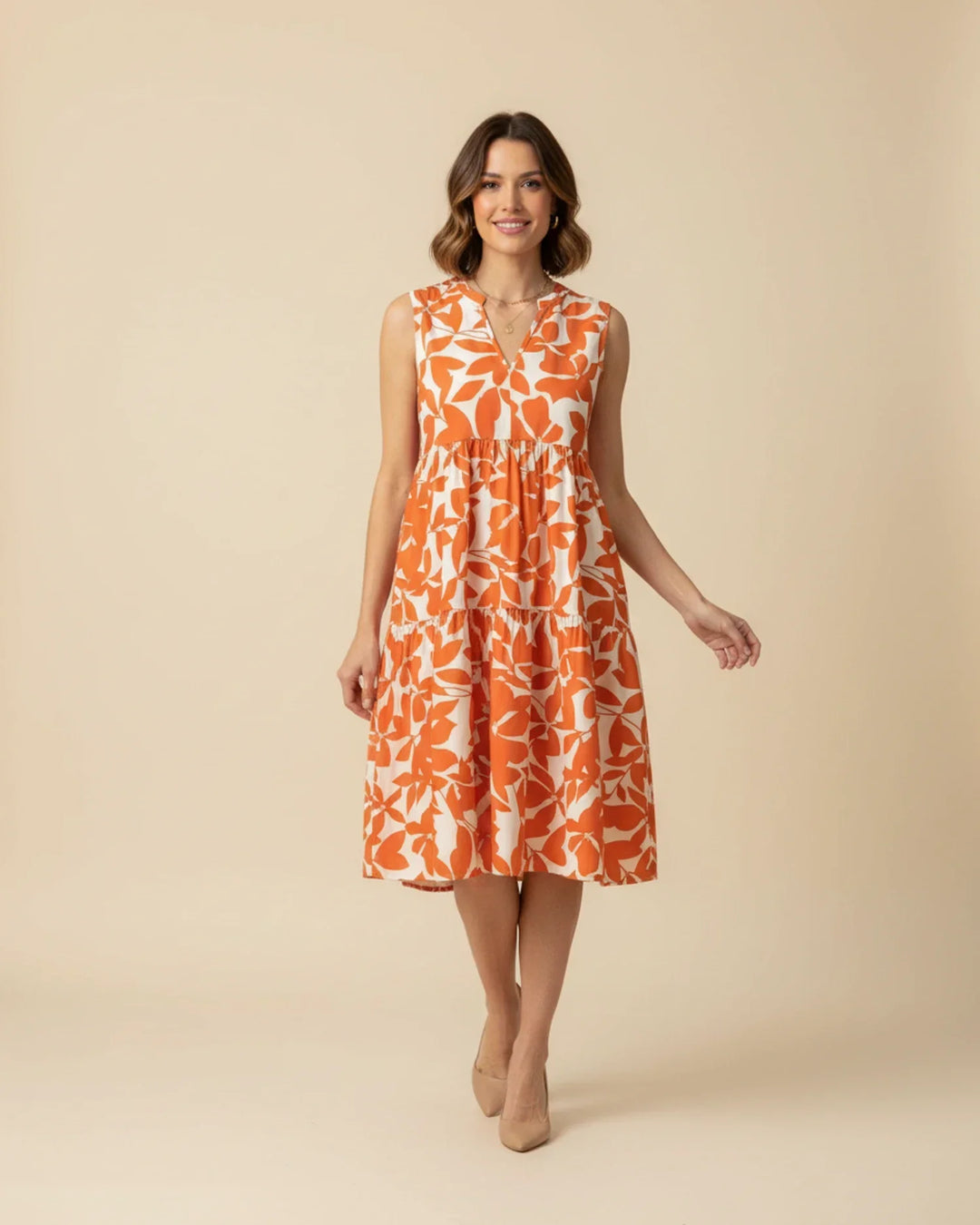 Abito Midi Donna Smanicato A-Line Stile Estivo