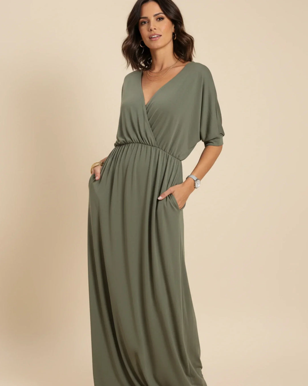 Abito Lungo Donna con Tasche Vestibilità Comoda