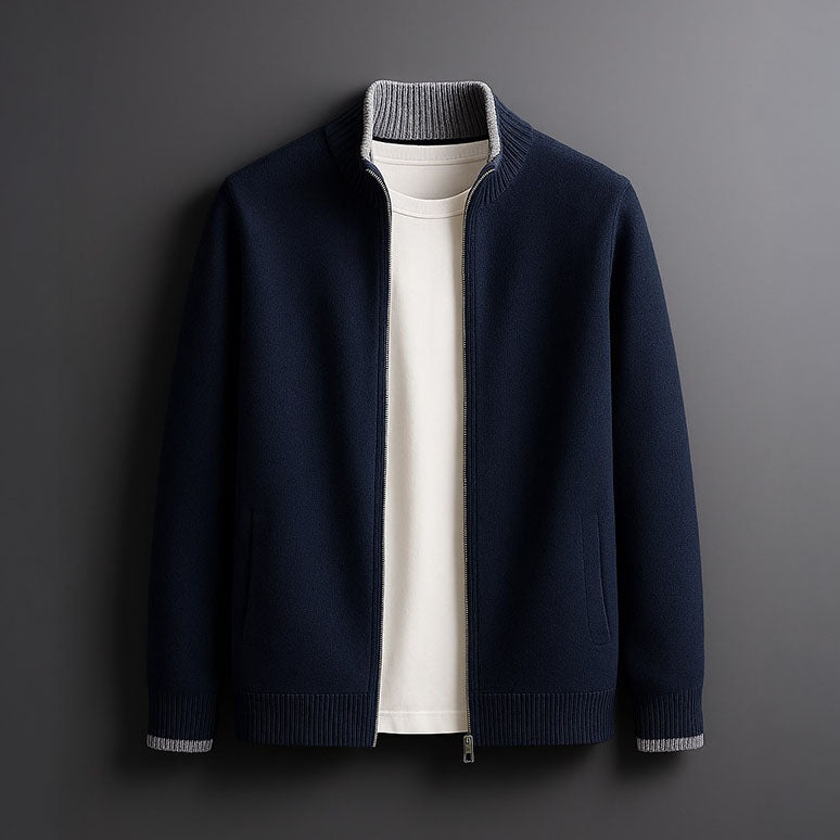 Pullover Uomo con Zip Tessuto Morbido Vestibilità Comoda