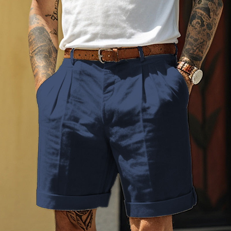 Pantaloncini Uomo Classici in Lino e Cotone Regular
