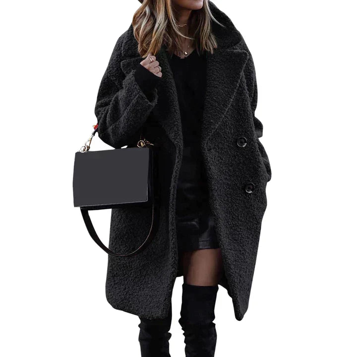 Cappotto Donna Teddy in Pile Morbido Media Lunghezza Caldo