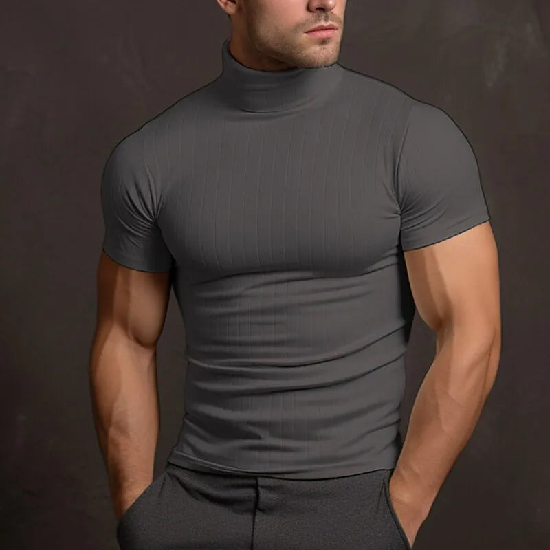 T-shirt Uomo Dolcevita Morbida Traspirante Slim Fit