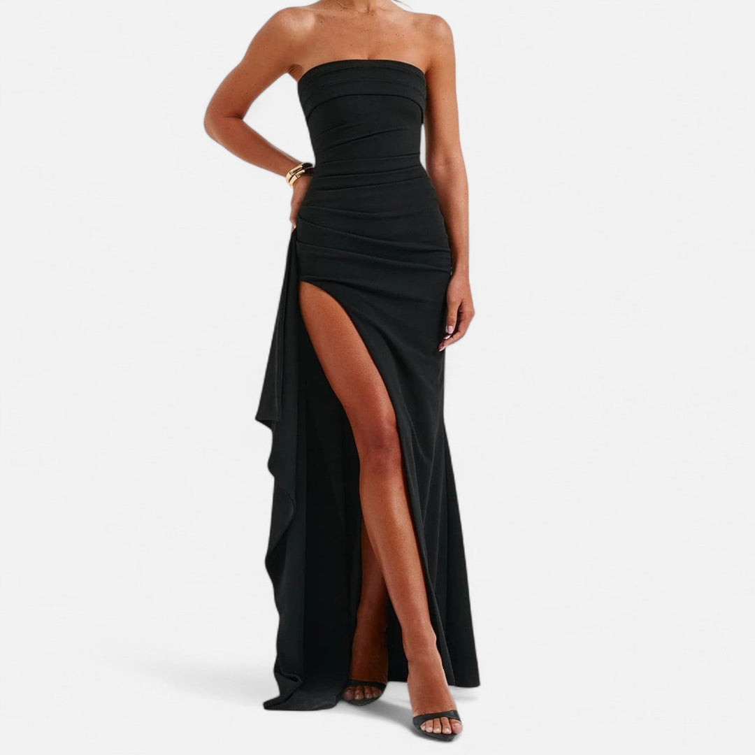 Abito Sera Donna Senza Spalline Spacco Alto Stile Glamour