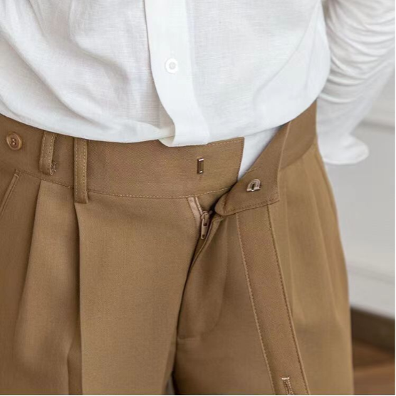 Pantalone Uomo Sartoriale Tessuto con Piega Gamba Dritta