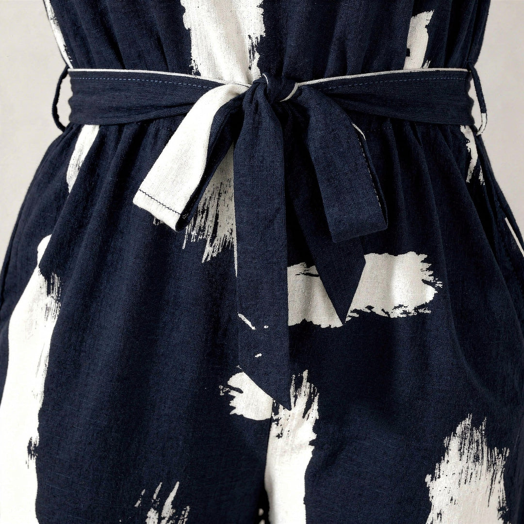 Tuta Donna Smanicata Gamba Larga Stile Estivo Chic