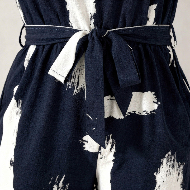 Tuta Donna Smanicata Gamba Larga Stile Estivo Chic