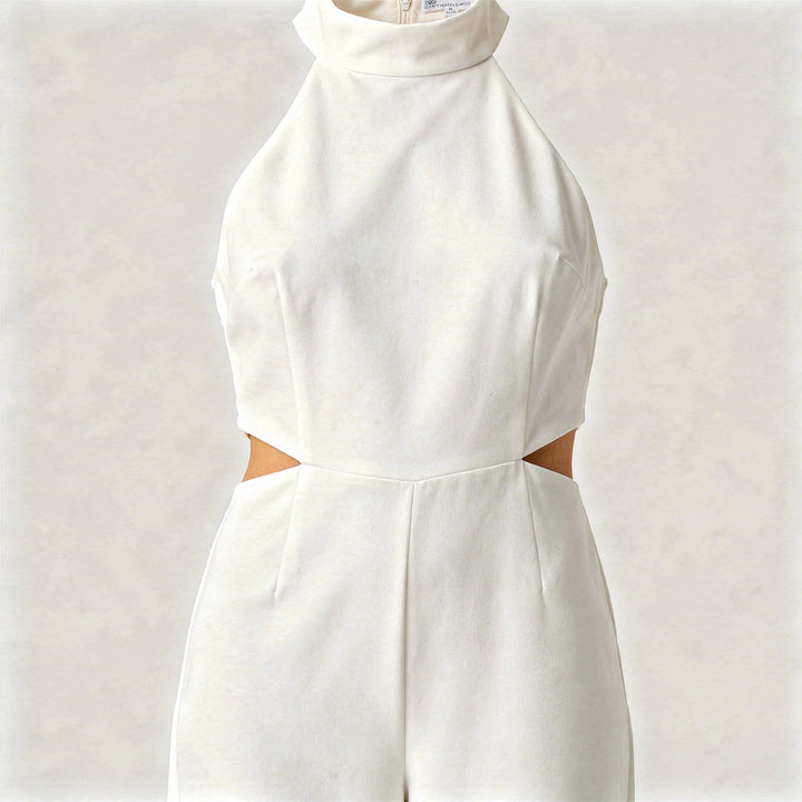 Tuta Donna Collo Halter Tessuto Leggero Gamba Larga